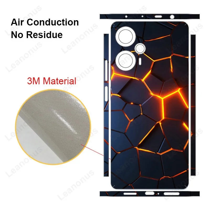 Colorful Honeycomb Decal Skin for Xiaomi Poco F5 Pro F5 X6 Back Screen Protector Film Cover 3M Wrap Dazzling PocoF5 Sticker