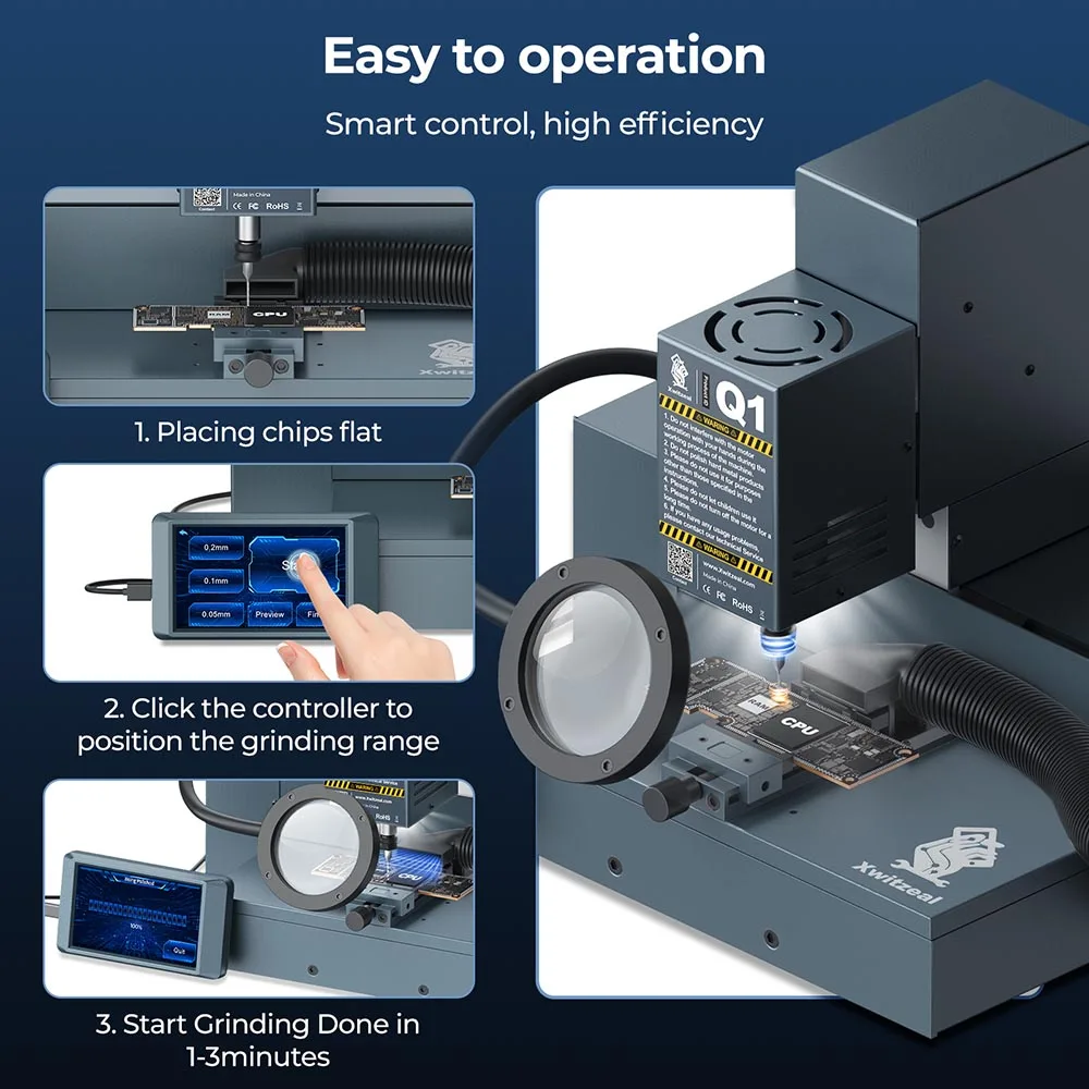 Xwitzeal Q1 Screen Control Phone CPU Grinding Machine BGA Motherboard IC Chip PCB Board Grinder For Mobile Phone Repair Sander