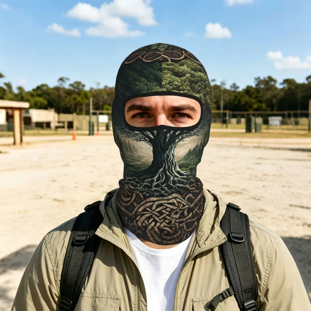 Yggdrasil Tree Of Life Celtic Breathable Thin Balaclava Full Face Mask Sun Protection Neck Gaiter For Motorcycle Cycling Outdoor