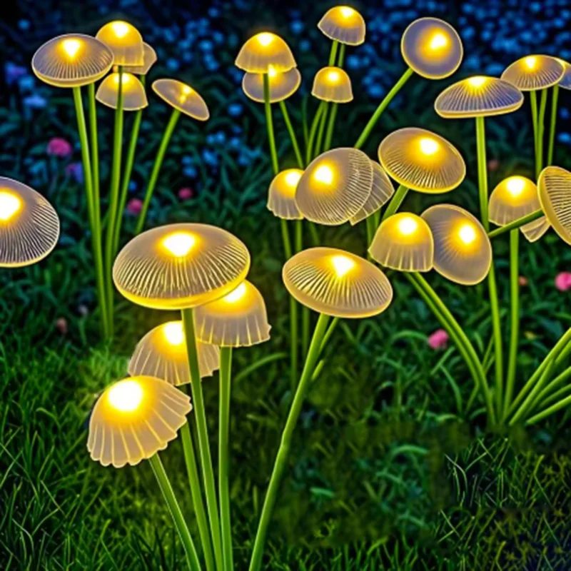 Solar-Gartenleuchten mit Dual-Modus LED, wasserdichte Solar-Pilzlichter für Garten, Terrasse und Wege – Quallen-Design für stimmungsvolle Gartenambiente – Detail 12