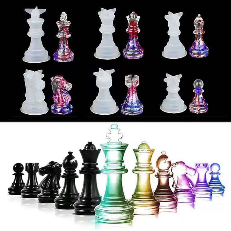 Chess Piece/Board Crystal Multi Style Three-Dimensional Queen King 6 Silicone Mold For DIY Chess Pieces Epoxy Resin