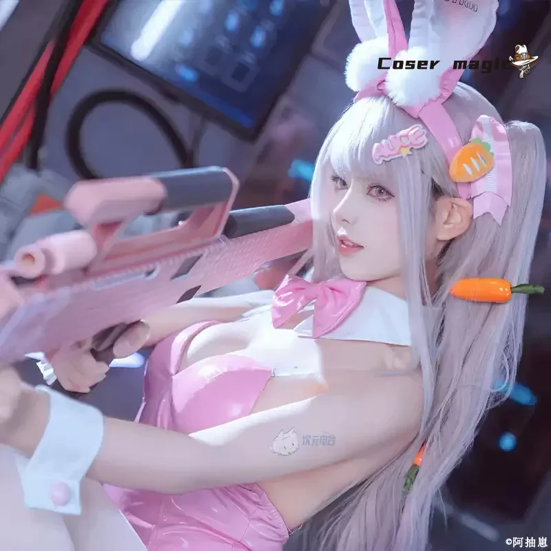 NIKKE: Kostum Dewi Kemenangan Cosplay Pink Girl Bodysuit Alice Cosplay Jumpsuit Seksi Wig Hallow Girls Wanita
