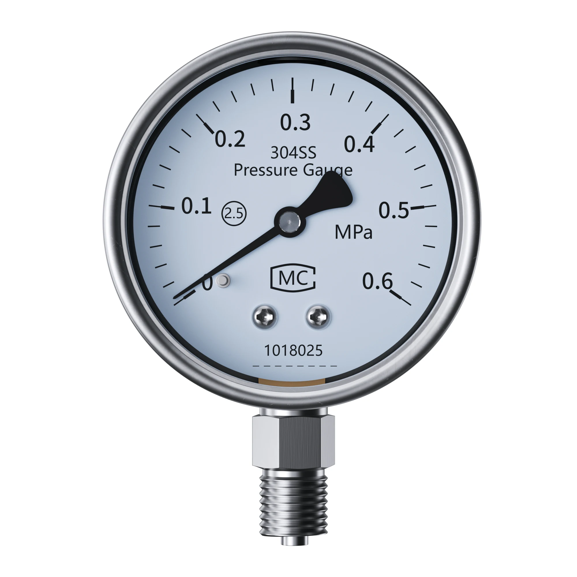 

304SS Pointer Pressure Gauge 60mm/100mm 0-1.6Mpa 0-2.5Mpa Mechanical Pressure Gauge M14*1.5 M20*1.5 Water Oil Pressure Meter