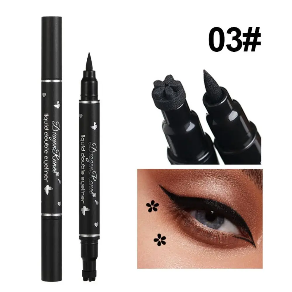 2PCS Waterproof Winged Eyeliner Stamp Double Head Star Eye Liner Pencil Flower Heart Liquid Eye Pen Makeup Cosmetics