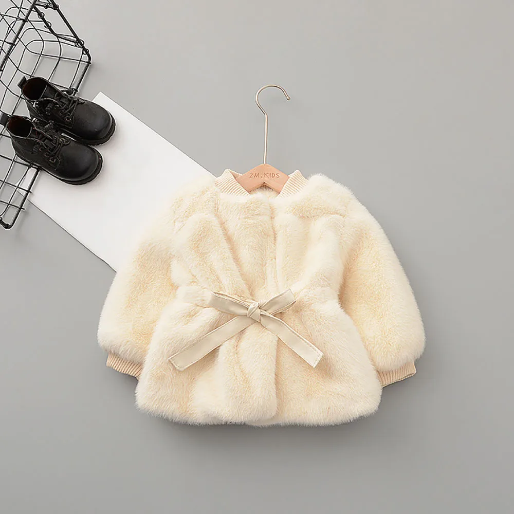 2023 New Winter Warm Baby Girls Jackets Korean Kids Toddlers Imitation Fur Girls Princess Coats Fashion Thickened Outerwear