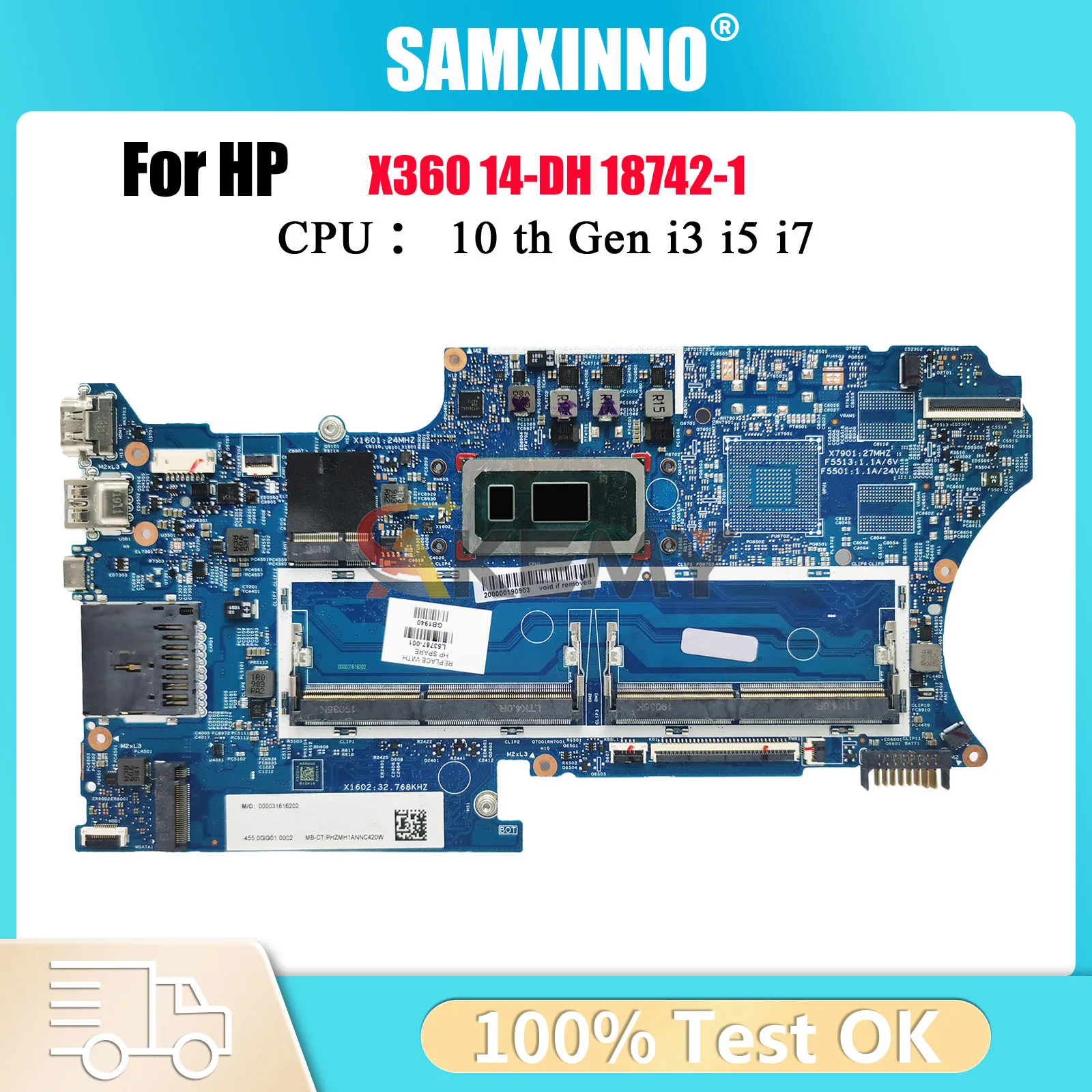 

18742-1 L67766-601 L67767-601 With i3 i5 i7 8th 10th Gen CPU For HP Pavilion X360 14-DH Laptop Motherboard 100% Fully Tested