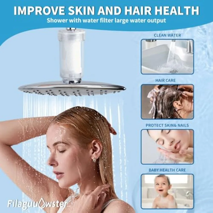 Filtro de Água FA10 para Máquina de Lavar 1 Micron 99,5% Remoção de Cloro e Odor Mídia Filtrante de Carbono+PP Amacia a Pele, Cabelo e Roupas