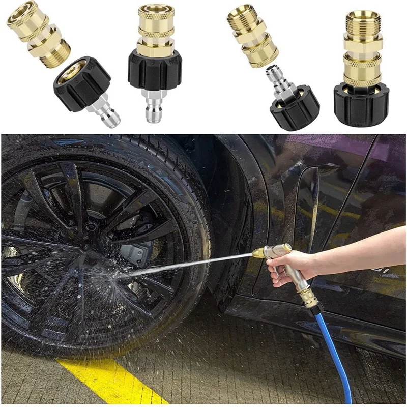 Pressure Washer Adapter Set, Pressure Washer Quick Connect M22 14Mm X 3/8 Inch Quick Disconnect Plug,5000 PSI 2Pcs