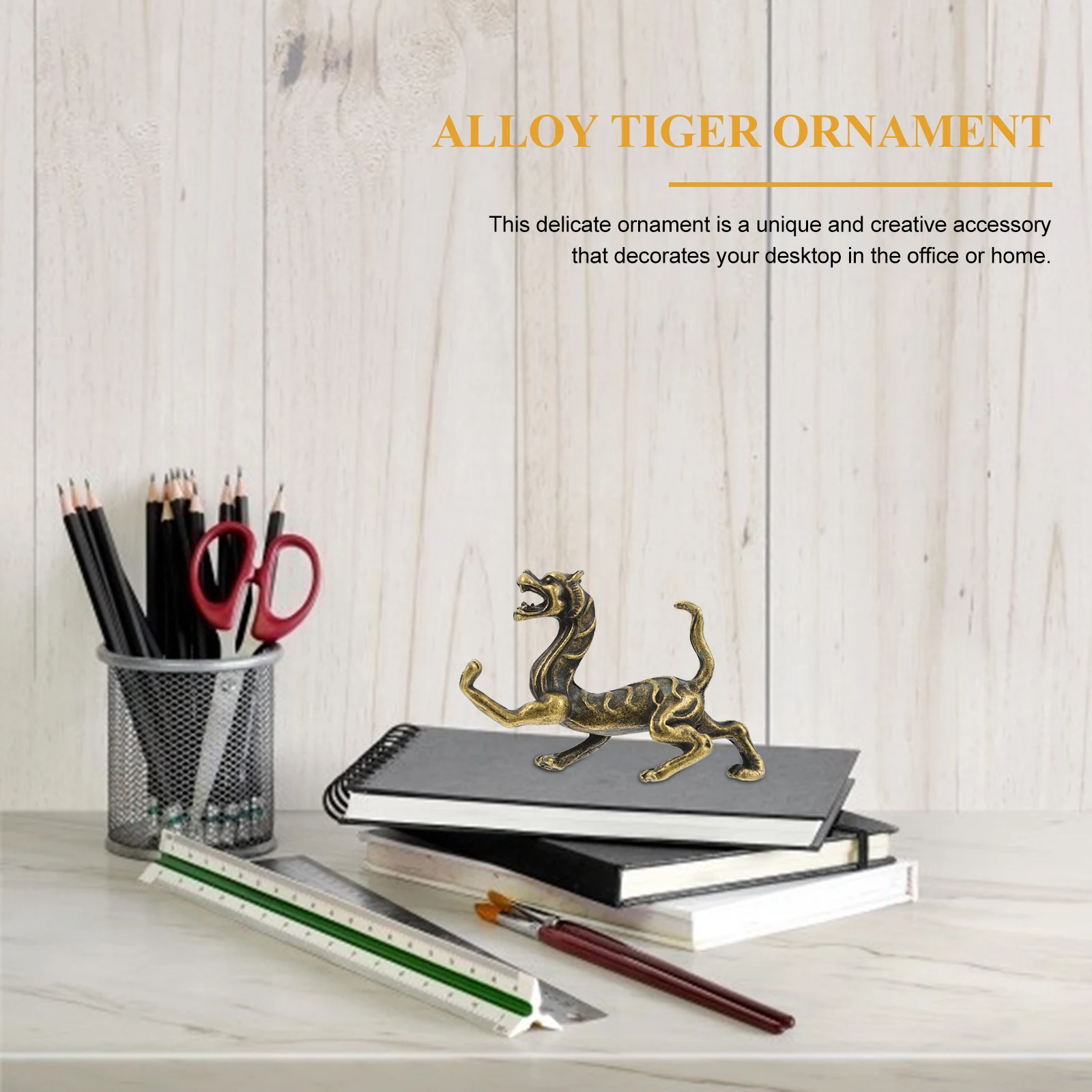 

1pc Brass Tiger Desktop Alloy Art Craft For Home Office Desktop Tiger Statue Ornament Garden Decor Miniature Animal Ornament