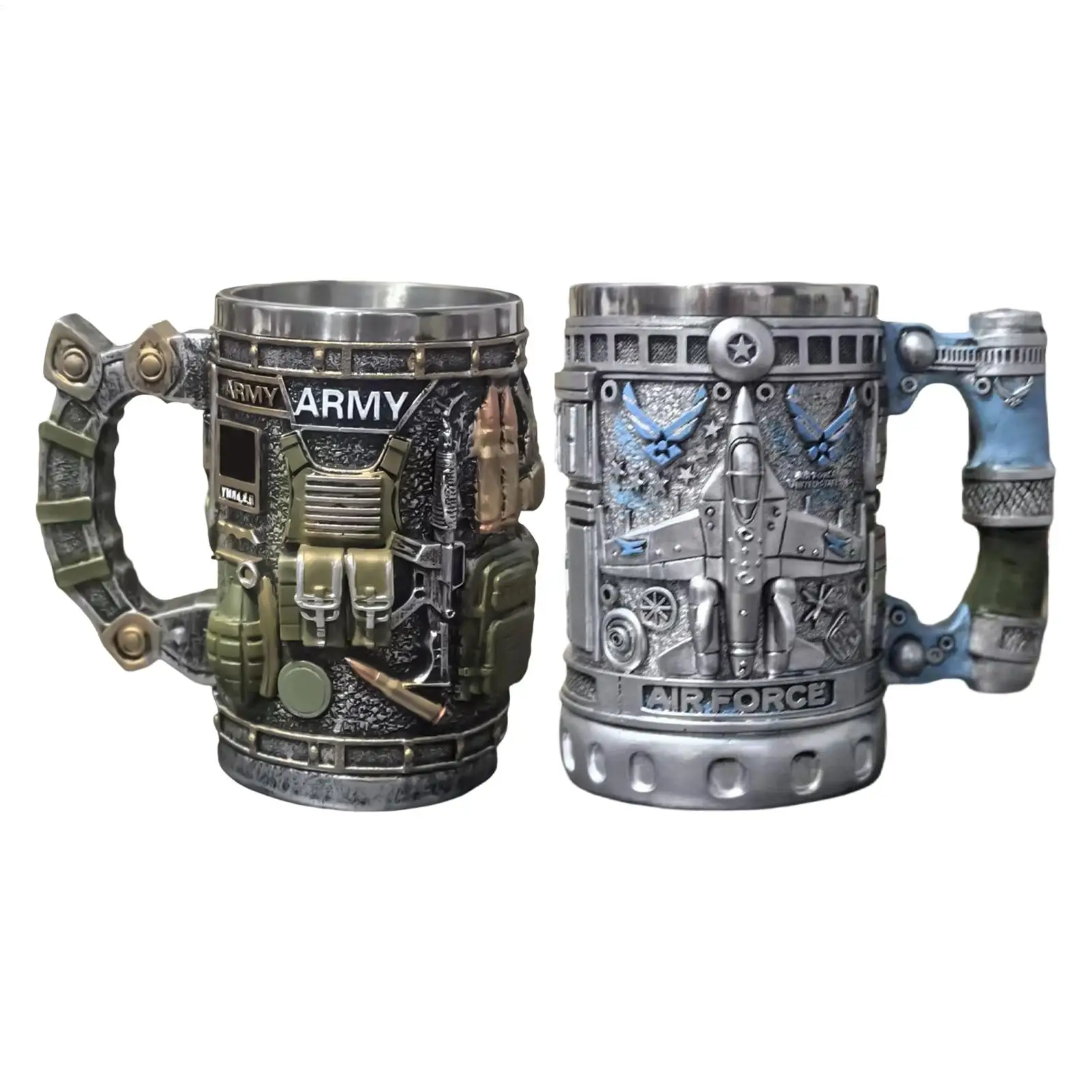 

Cool Mugs For Women Soldier Theme Drinkware Stainless Airplane Engraved Pattern Novelty Mugs For Men Women Boyfriend Dad Grandpa