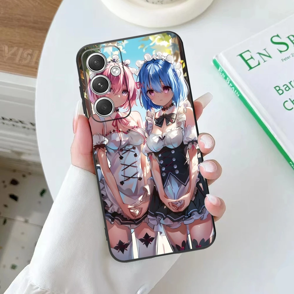 Funda de teléfono móvil Re Zero Rem Girl, carcasa negra para Samsung Galaxy S24, S23, S22, S21, S20, S10, S9 Plus FE Ultra Lite