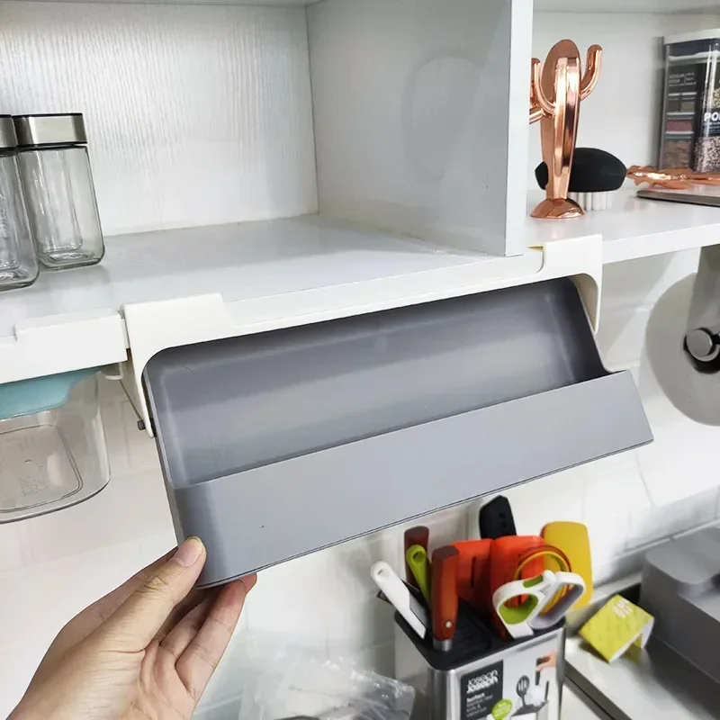 المطبخ رف توابل ذاتية اللصق الحائط تحت الرف زجاجة توابل تخزين الرف التوابل المنظم المطبخ تخزين الرف #4