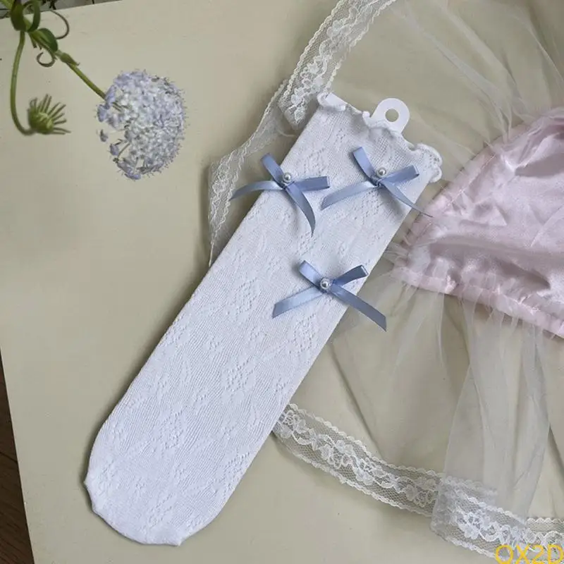 QX2D 1 زوج الجوارب الجوارب العصرية القوس الجوارب القوية مع حافة الكشكش