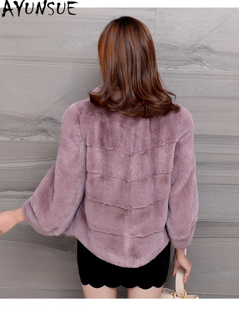 AYUSNUE Natural Mink Fur Coat Women Warm Winter Clothes Whole Female Mink Coats for Woman New in Coats Short StyleШуба Женская