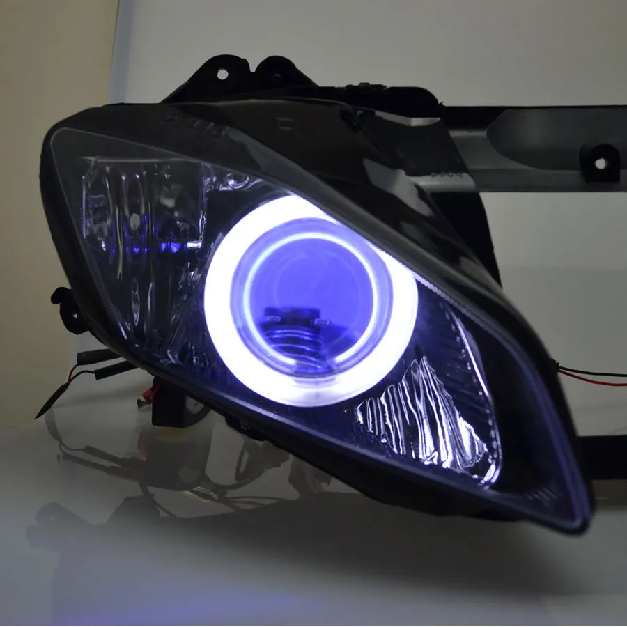 Motorcycle Headlight Assembly Custom HID Angel Devil Eyes LED Headlamp For Yamaha YZF R6 2008-15 Head Light Lamp faro para moto