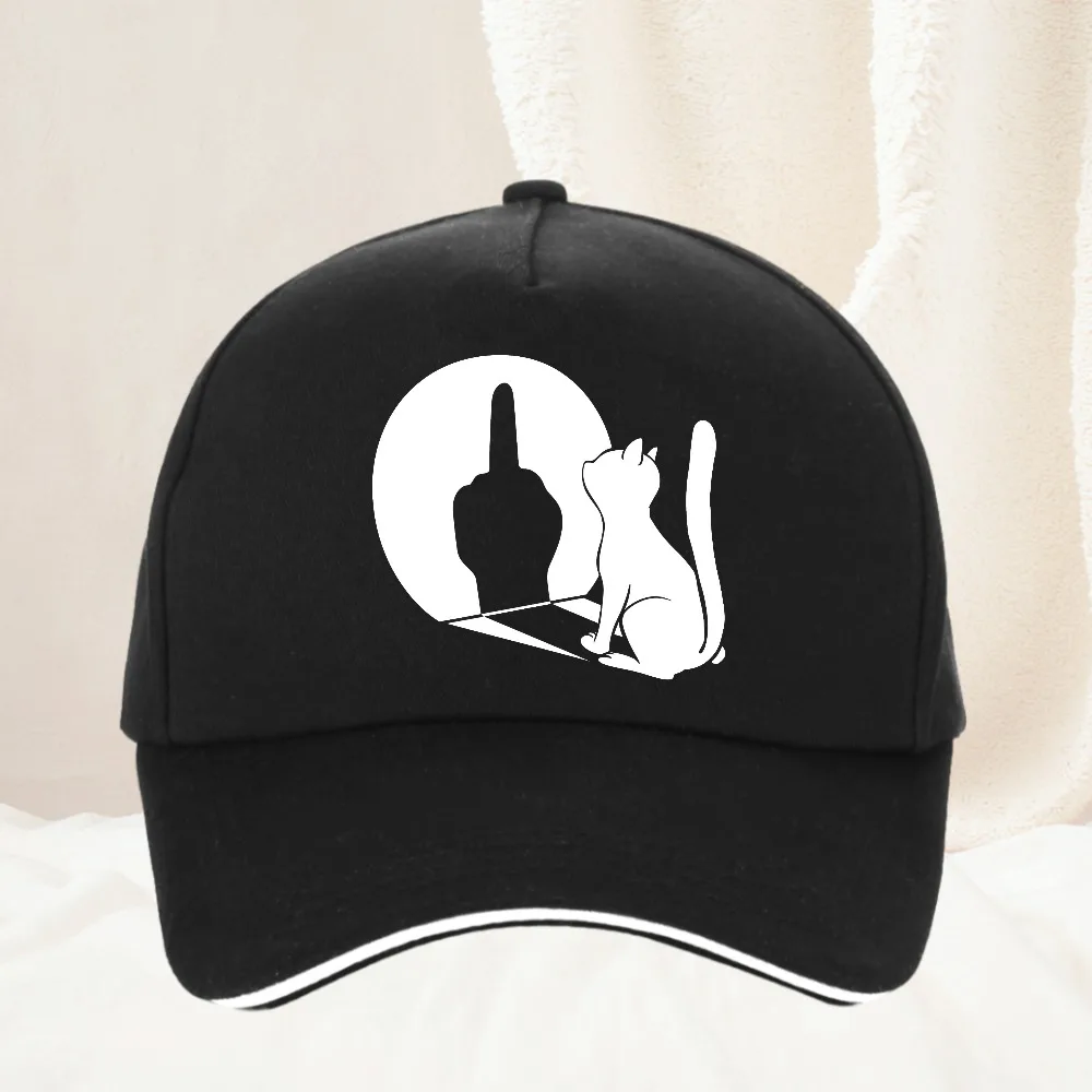 Middle Finger Cat Statement Cat Funny Gift man Dad hat Creative printing Baseball Caps Unisex Outdoor Adjustable Hat