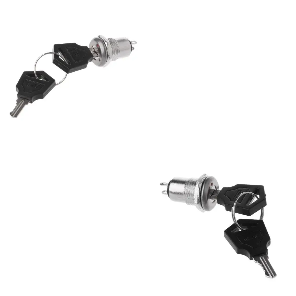 Lock Switches Single Poles Single Throw Round Terminals Lock 2 Positions ON/Off Metal Keylocks Switches with 2