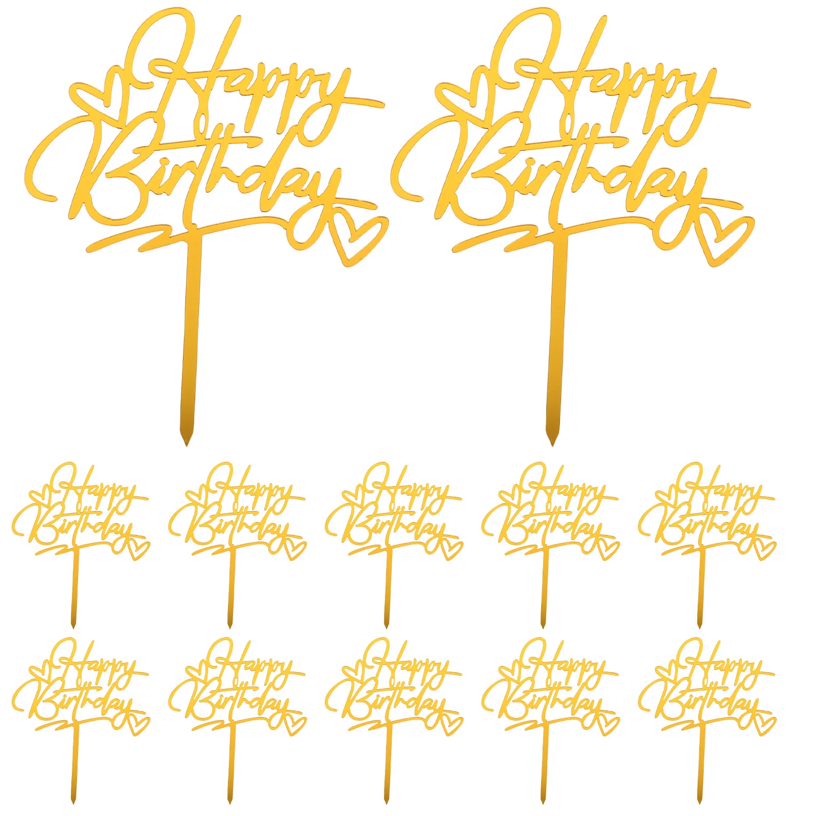 

40Pcs Happy Birthday Cake Toppers Gold Cupcake Picks Elegant Cake Decoration Birthday Party Dessert Celebration Inserts