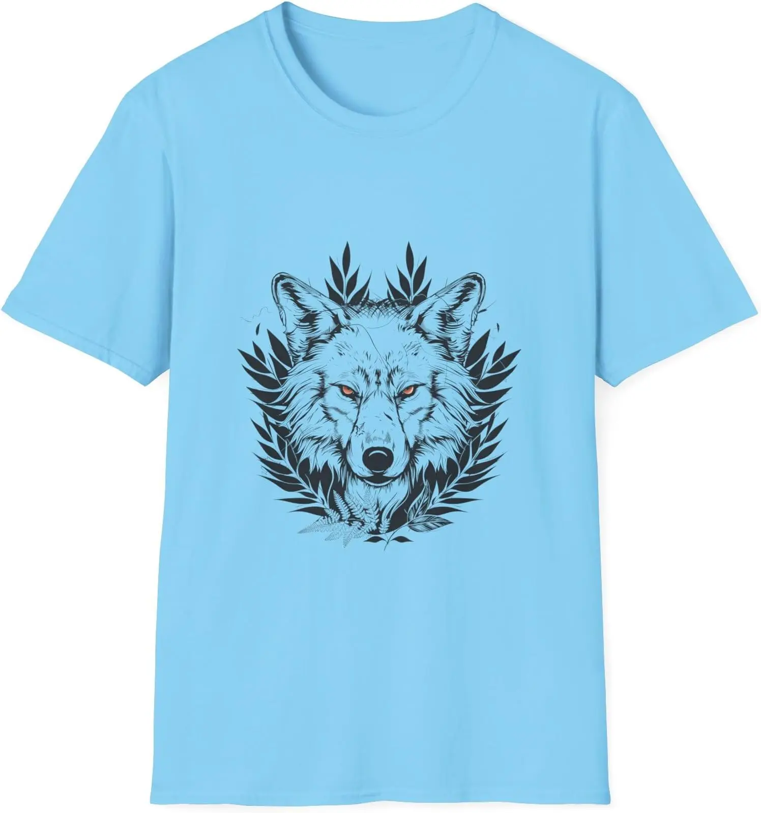 Wild Red-Eyed Wolf Graphic Tee, Bold  Cotton  T shirt, Striking Nature-InspiDesign,  ShorSleeve Graphic Tee  Tees Y2K tops Unise