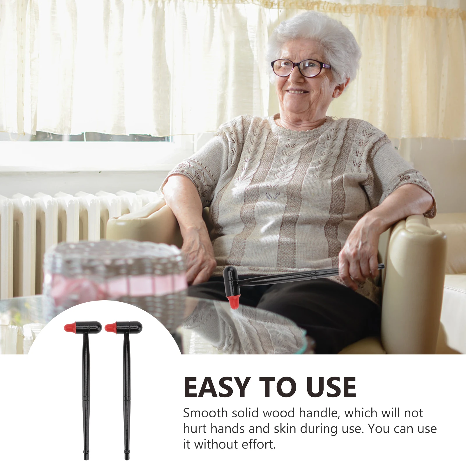 

2pcs Massage Hammer Whole Body Manual Massager Solid Wood Handle Premium Material Durable Long Lasting Back Neck Waist Legs