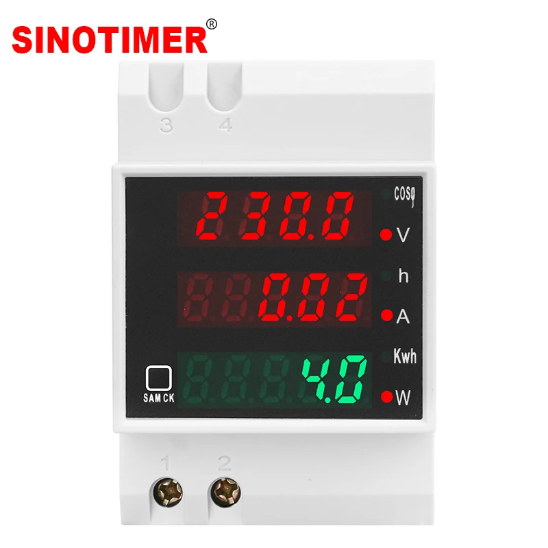 Din Rail LCD Digital Voltmeter Voltage Current Power Wattmeter Electric Energy kWh Meter Frequency Volt Amp Monitor AC 220V 100A