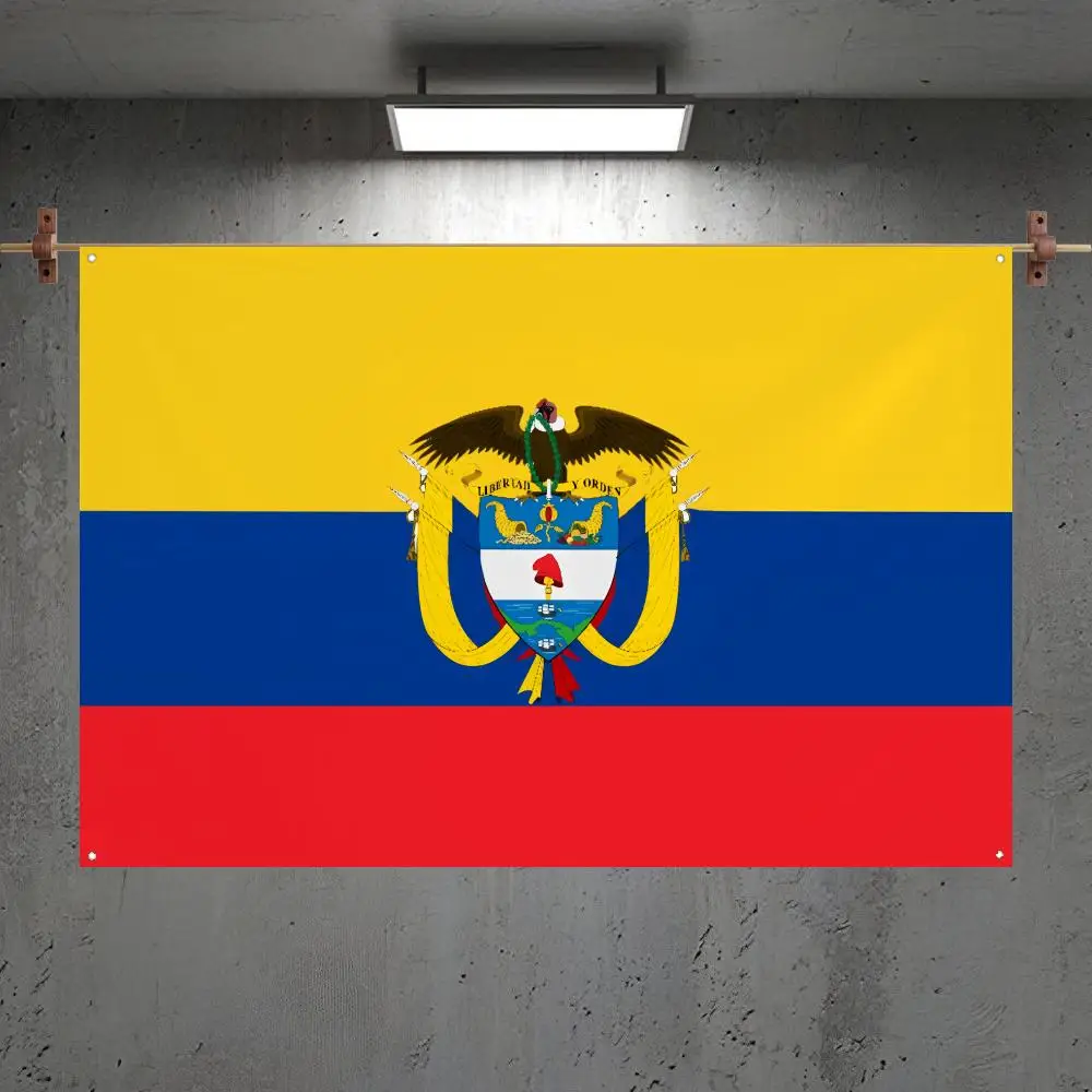 Colombia With Emblem Colombian Flags Custom Camping Outdoor Garden Room Bedroom Decor Party Backdrops Wall Art Family Gifts