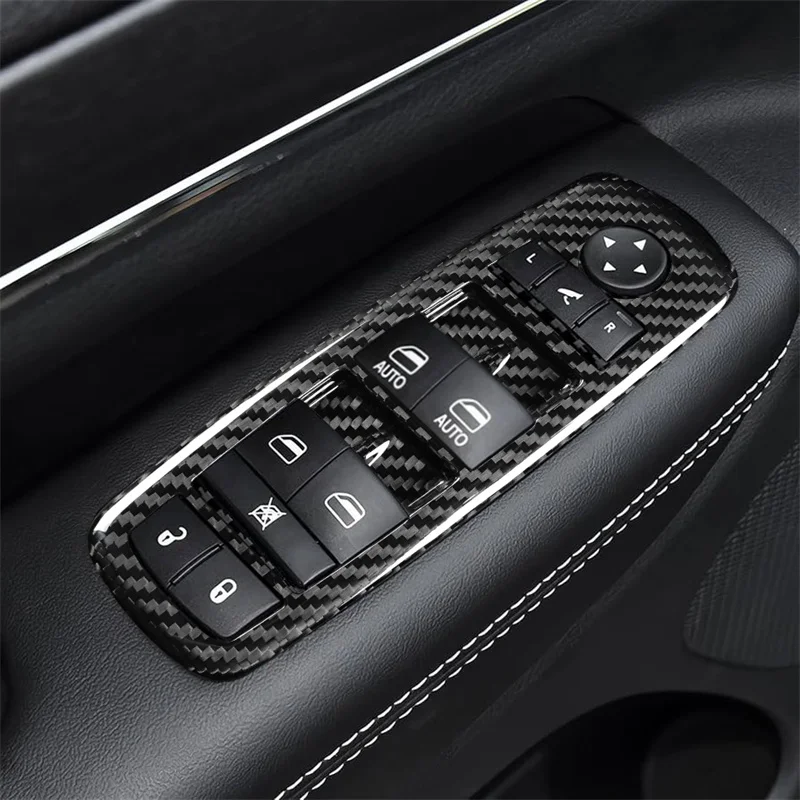 2015-2023 For Dodge Charger / 2011-2023 For Chrysler 300 Window Switch Lift Button Window Control Panel Carbon Fiber Sticker