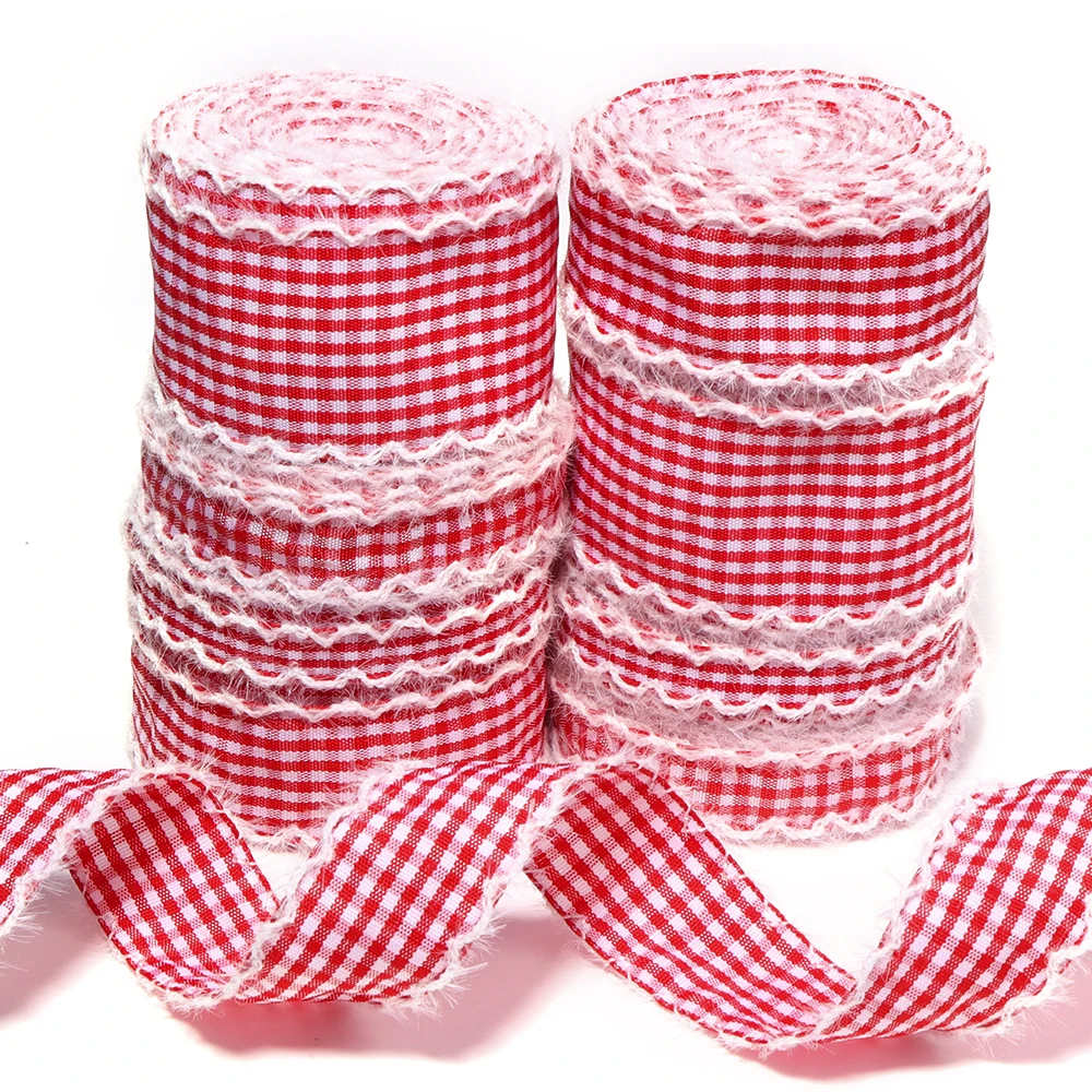 5 Yards kariertes, gewelltes Samtband mit geschwungener Kante, handgemachte Schleife, Geschenkverpackung, DIY-Schleife, Haaraccessoires, Kleidung, Hüte, Blumendekoration – Detail 7