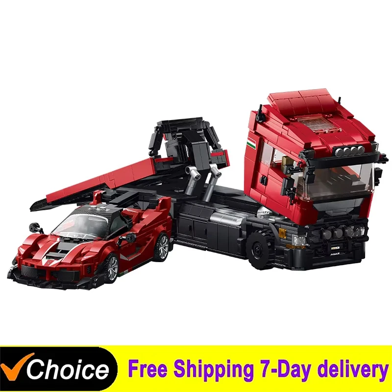 95002 MOC Tractor Trailer Kit Building Blocks Model Sports Cars and Trucks  2in1 Bricks Desktop Ornaments Boys Educational Toys