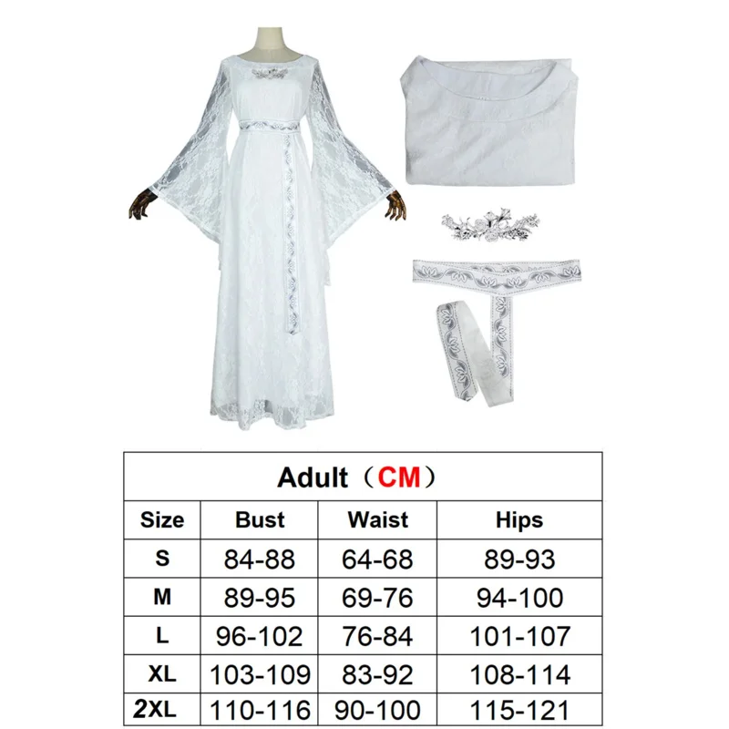 ชุดคอสเพลย์เจ้าหญิงเอลฟ์กาลาดรีเอลสำหรับผู้หญิง ชุดเดรสลูกไม้ตาข่ายสไตล์วินเทจ  ชุดแฟนตาซีจากภาพยนตร์เดอะลอร์ดออฟเดอะริงส์ ชุดปลอมตัว