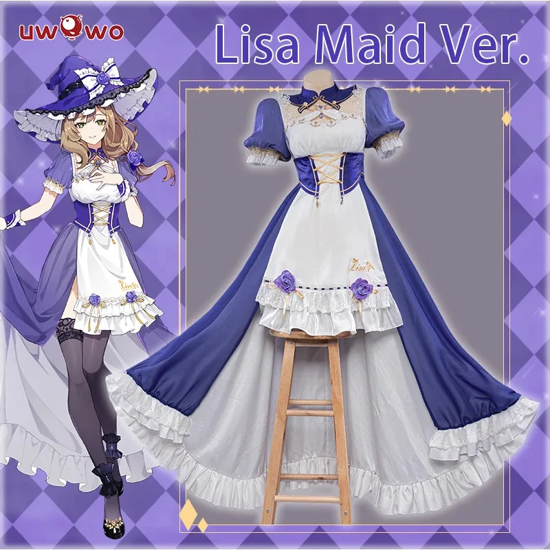 

LAST BATCH UWOWO Lisa Cosplay Maid Costume Game Genshin Impact Cosplay Exclusive Lisa Maid Dress Cosplay Outfit Halloween