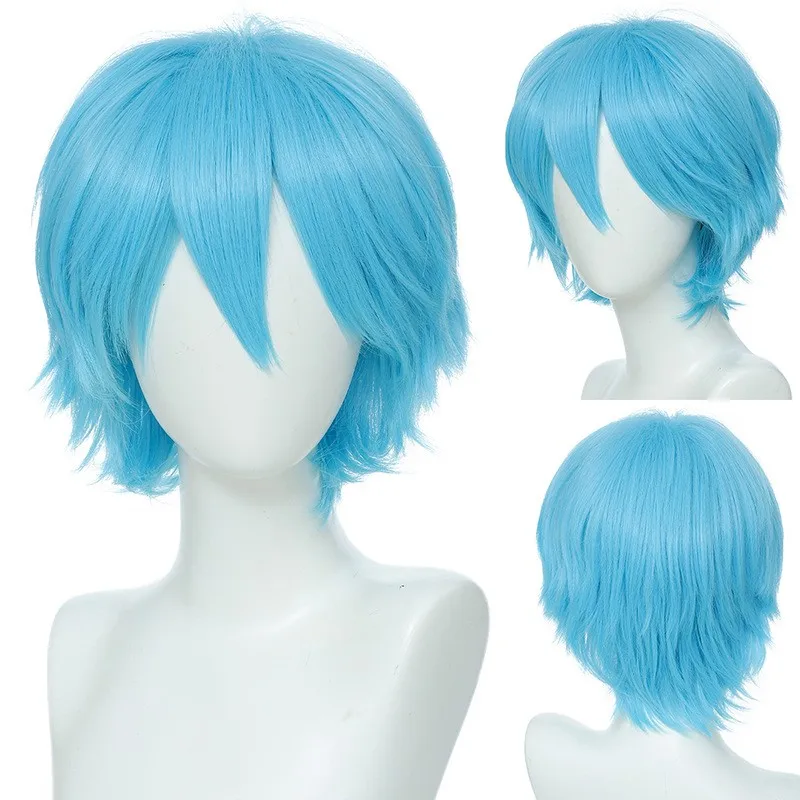 Perruques synthétiques courtes et moelleuses de 30cm, perruques complètes de Cosplay en Fiber résistante à la chaleur, Date A Live Shido Itsuka