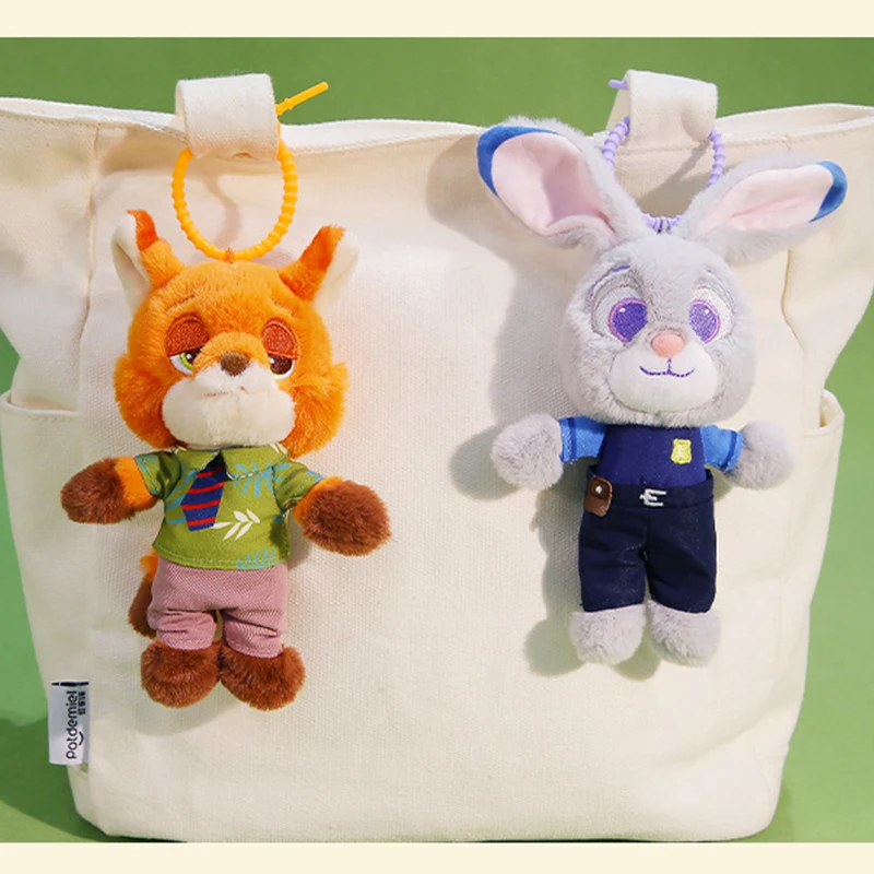 Disney Zootopia Plush Toy Nick Wilde Judith Laverne Hopps Plush Doll Keychain Couple Charm Birthday Christmas Gift