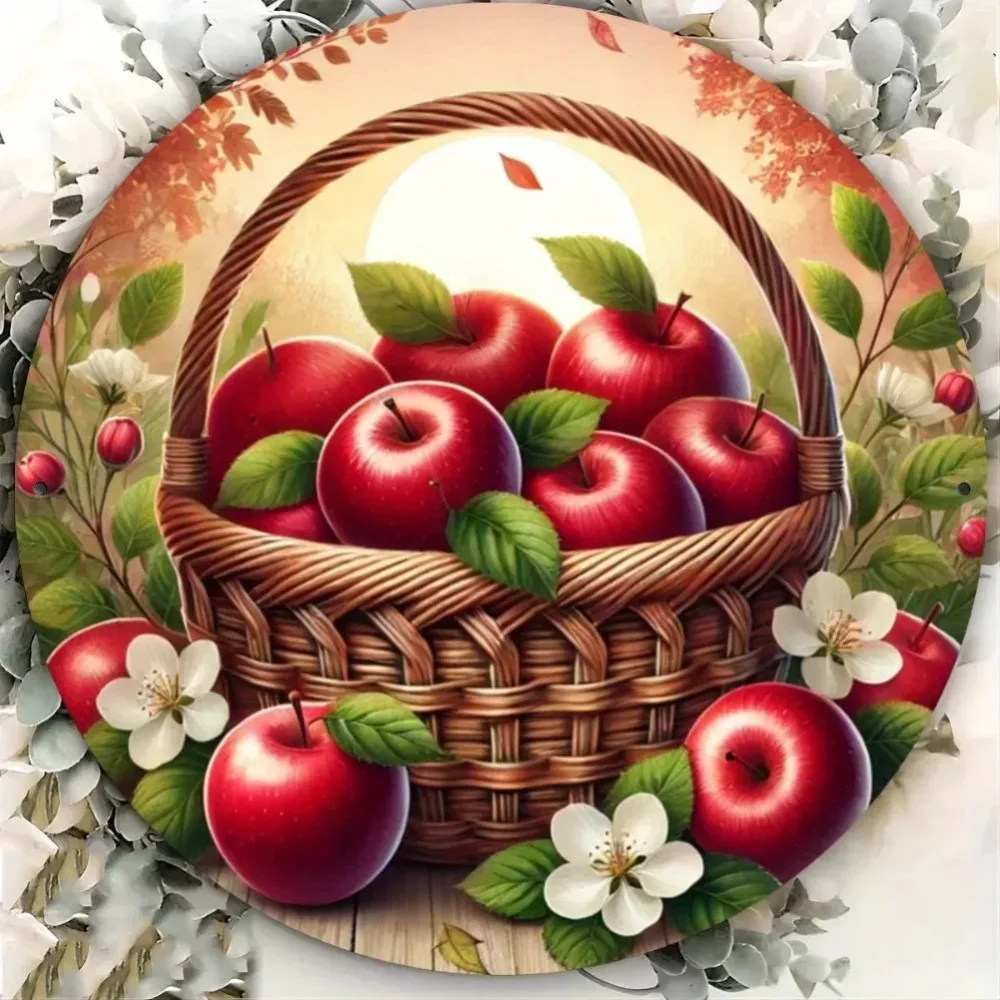 ديكور سلة الزهور البيضاء من التفاح الأحمر من العلامة التجارية العامة - تصميم كلاسيكي، مثالي لتزيين غرفة المطاعم والمقهى