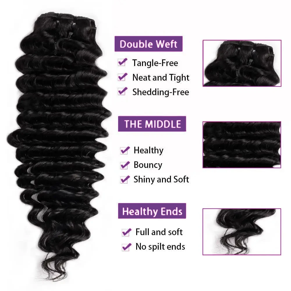 Human Curly Hair 8Pcs Clip Ins Natural Black Water Wave Curly Clip In Extensions For Women Clip On Wave Hair Extension 120 Gram