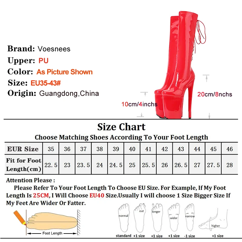 Knee-High Boots Super High Heel 20CM Nightclub Long Boots Lace-up Zip Design Round Toe Waterproof Platform Model Shoes Women