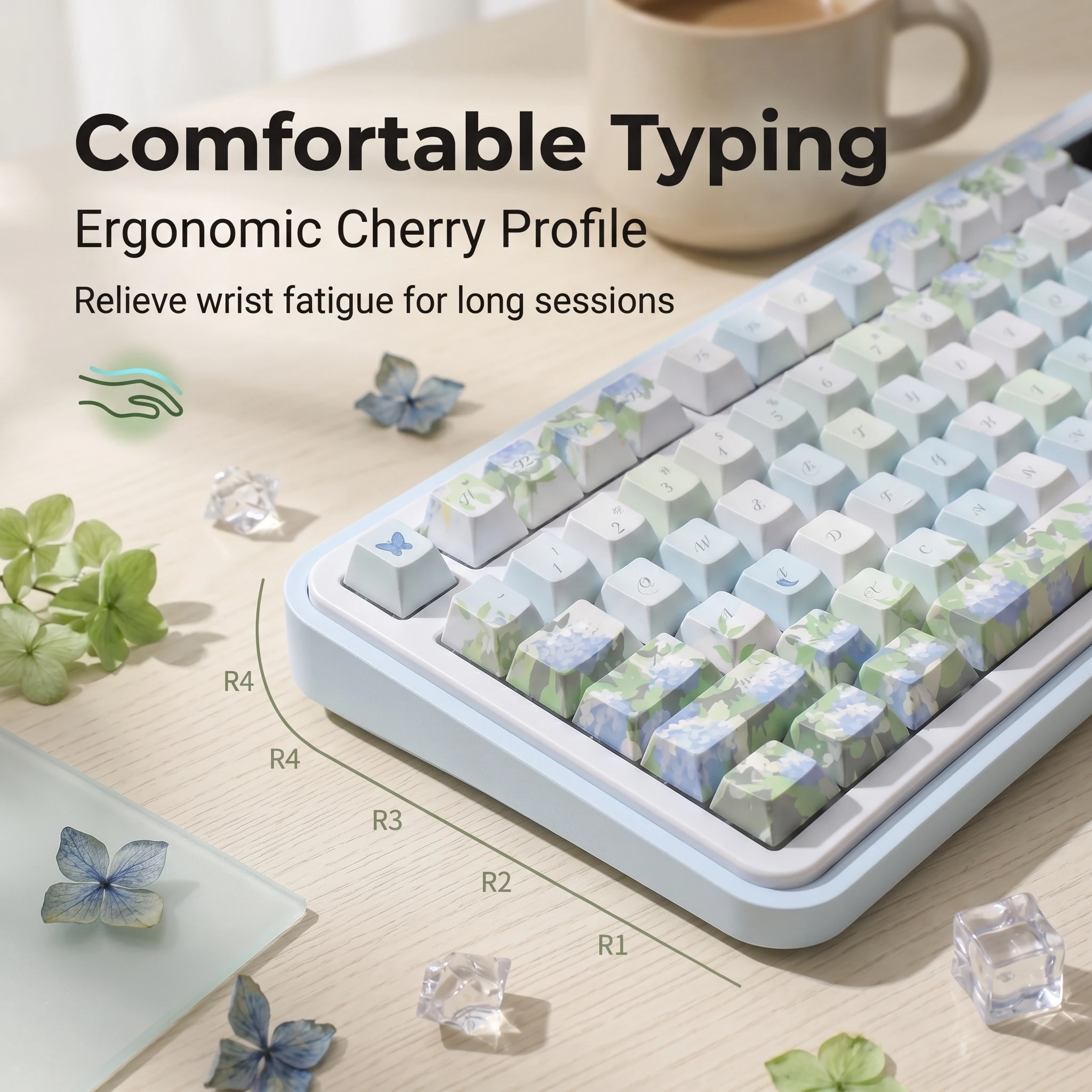 New PBT Keycaps 120Key, Set Cherry Profile PBT 5-Side Dye-Sublimation Anti-Shining Fit 61-108 Keyboards