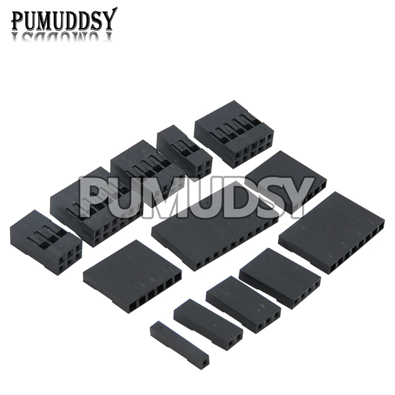 100PCS 2.54mm Plastic For Dupont Jumper Housing Female Pin Connector Wire Cable 1x2P 2x2P 1x3P 2x3P 1x4P 2x4P 1x5P 2x5P 1x6P