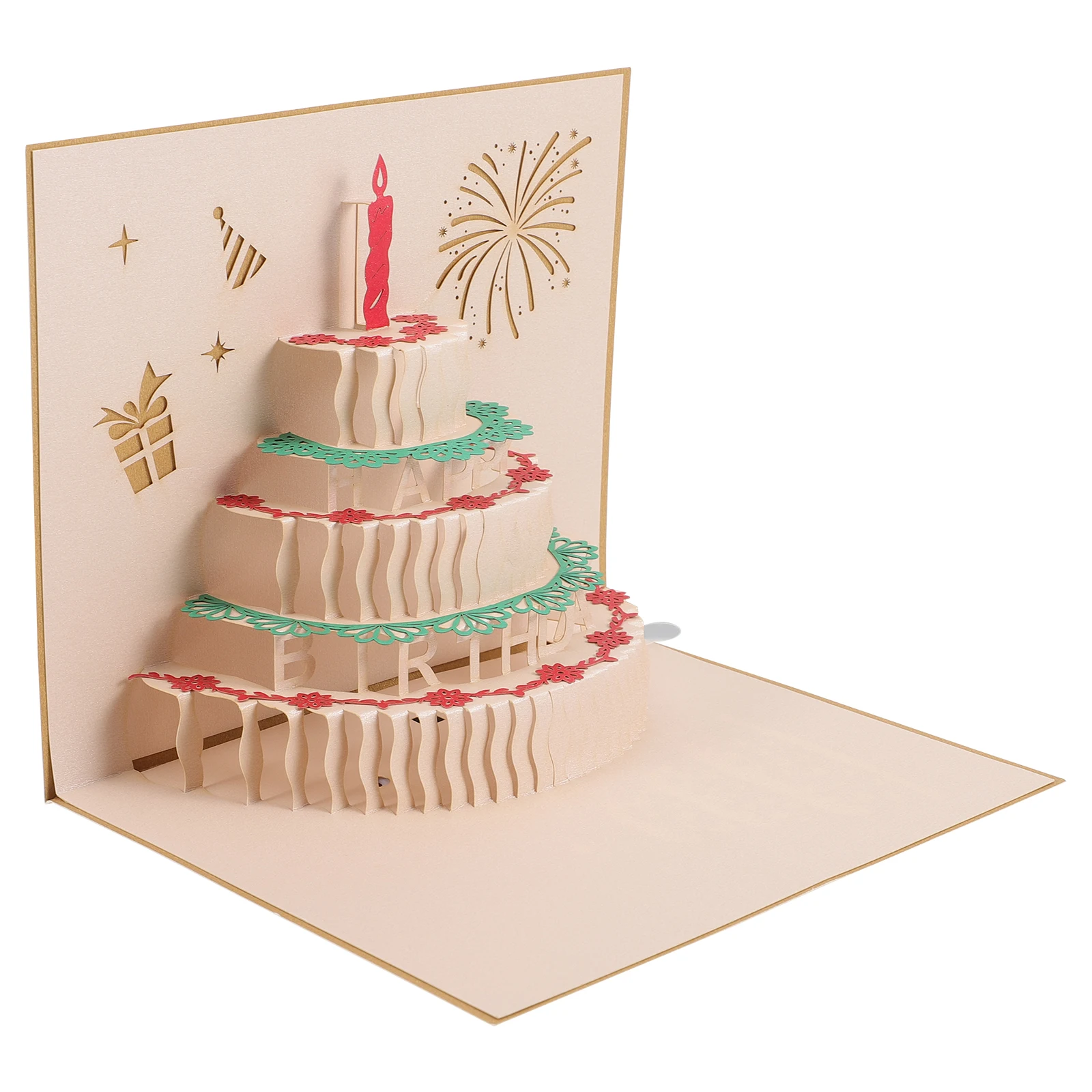 

3D Birthday Blessing Music Greeting Card Light Up Cake Design Birthday Gift Friends Families Perfect For Special Occasions