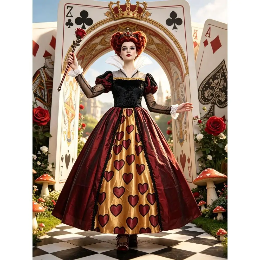 Disfraz de Halloween para Mujer, Vestido Gótico de Reina de Corazones, Vestido Noble Vintage de Palacio, Disfraz de Carnaval, Fiesta de Disfraces, Cosplay, Traje Retro de Corte