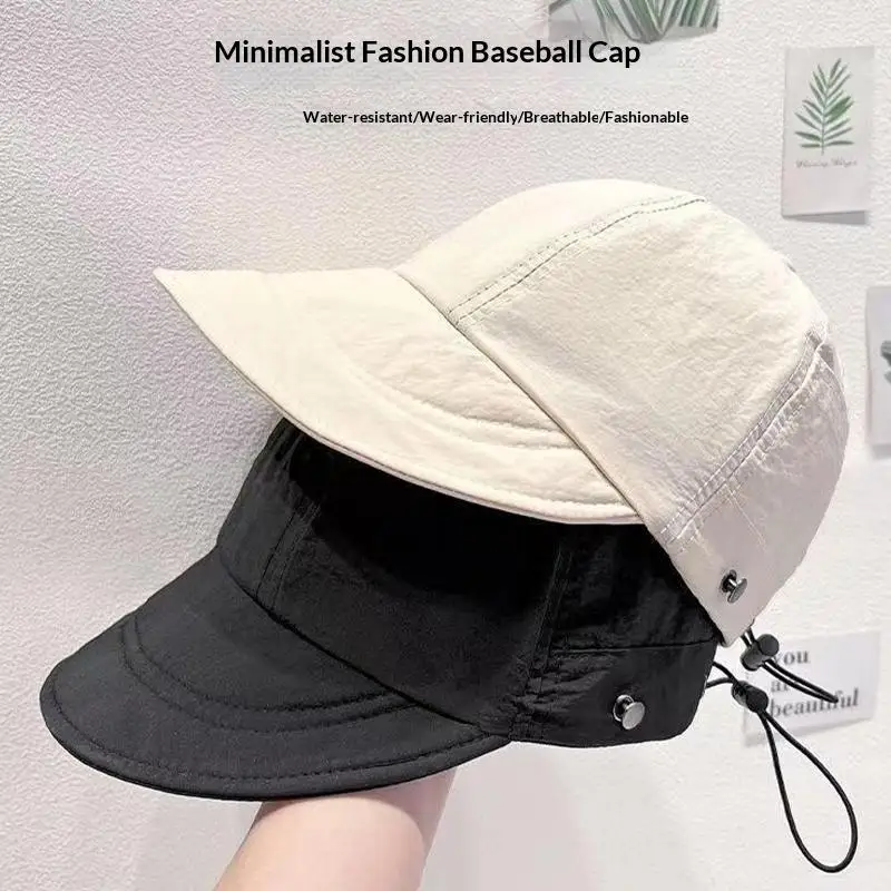 SUSU 1 Stück faltbarer Sonnenhut mit breiter Krempe, UV-Schutz, koreanische Baseballkappe mit Kordelzug, verstellbar, für Damen