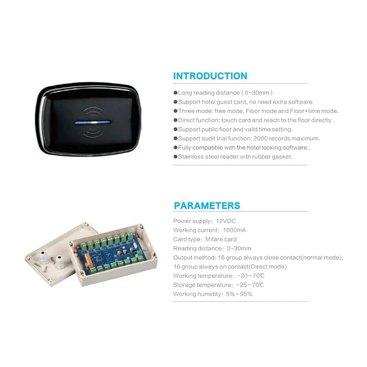 Elevator Control Access Card Reader Contactless Mifare Support Reader