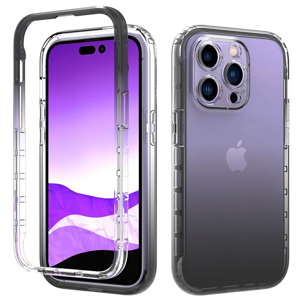 

Transparent Gradient Color Case for iPhone14 6.1/14 Pro 6.1/14 Pro Max Hybrid Shockproof Shell Dual Layer TPU/PC Phone Cover