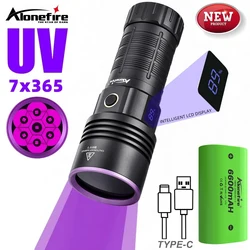 140W LCD 7LED 365nm High Bright UV Flashlight Strong Blacklight CatDog Urine Stain Tinea Marker Ore Money Powerful Scorpion lamp