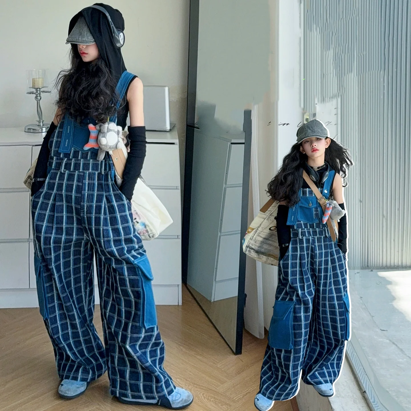 

Baby Girl Overalls Pants Kid Casual Fashion Suspenders Plaid Patchwork Design Child Summer Jumpsuit Toddle Girl Pants Size 4-14Y