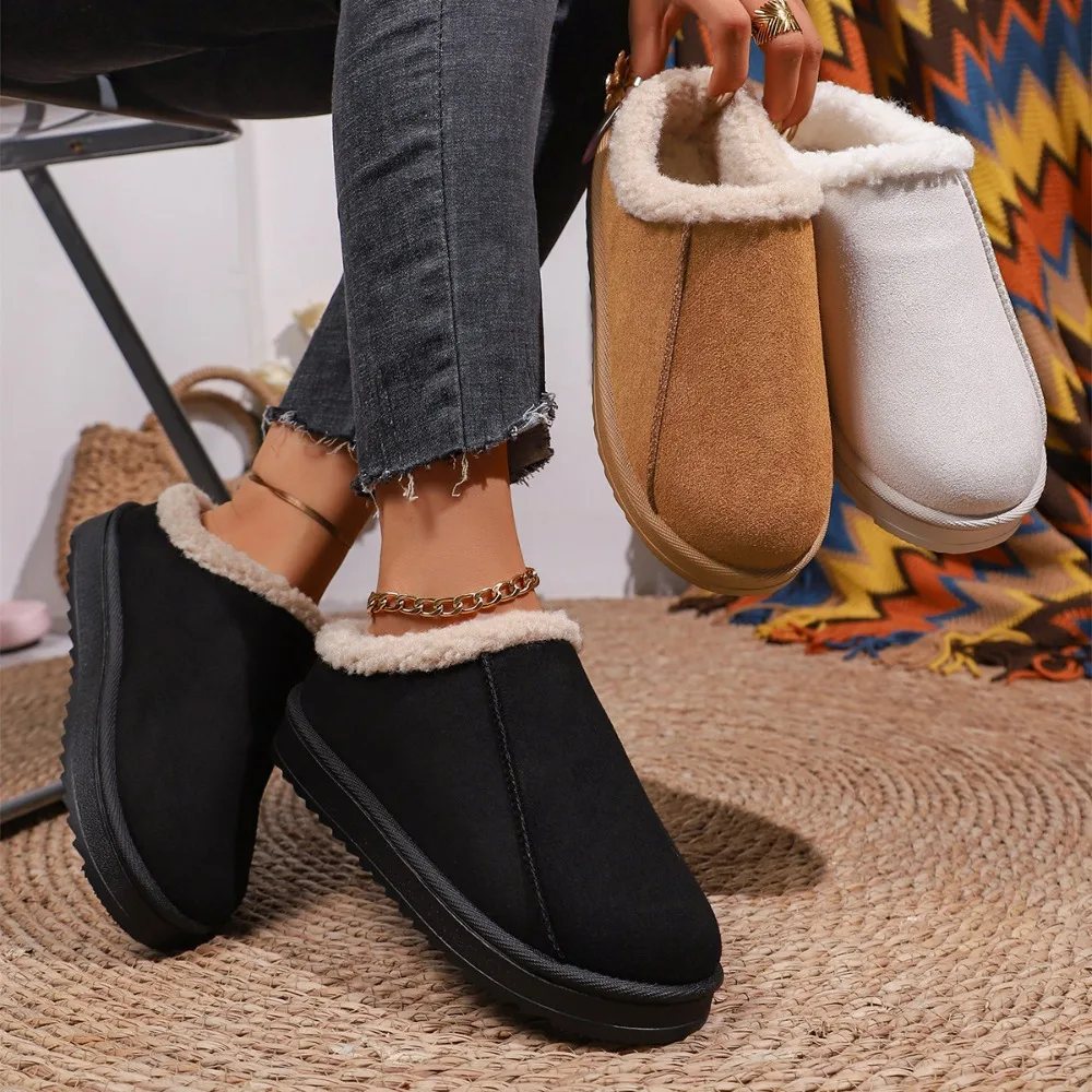 

Winter Women's Fashion Thick-soled Snow Boots New Style Plush Cotton Slippers Soft Sole Comfortable Casual Warm Cotton Shoes2025