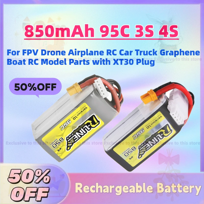 

Fast Shipping New 850mAh 95C 3S 4S Lipo Battery for FPV Drone Airplane RC Car Truck Graphene Boat RC Model Parts with XT30 Plug