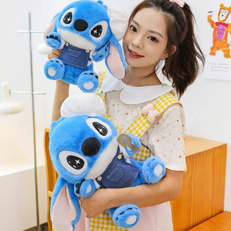 Kawaii Chef Stitch Peluche Disney Bambola di pezza per bambini Compleanno Regalo di Natale Carino Lilo e Stitch Doll Macchina per artigli all'ingrosso