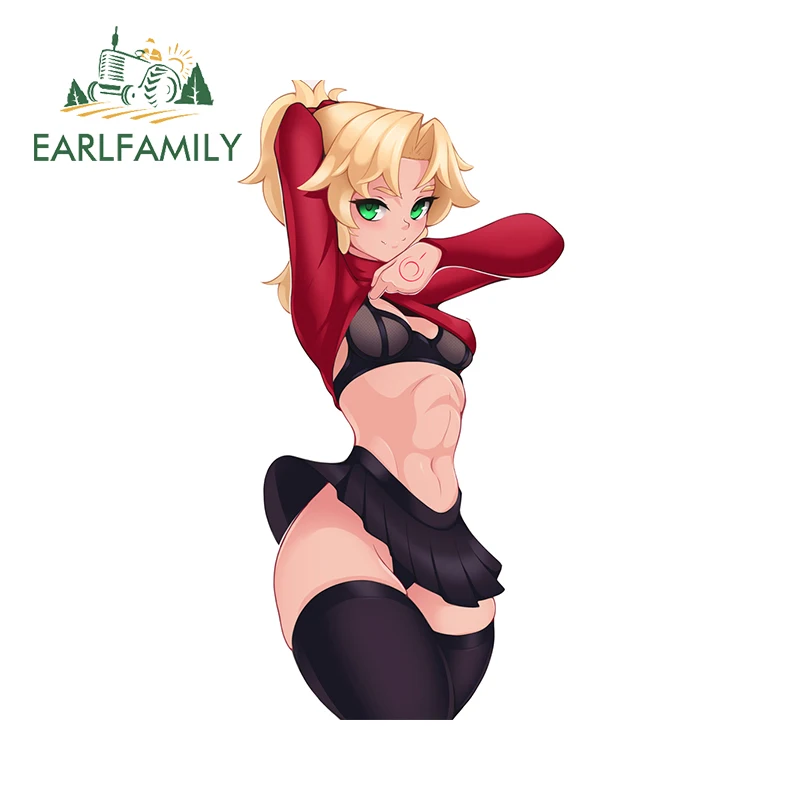 EARLFAMILY Sexy Anime Girl Belly Design Car Stickers Alluring Saber Amusing Decals Cool Car Accessories Motorcycle Styling