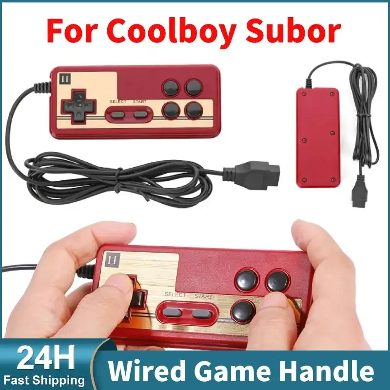 For Coolboy Subor 8 Bit Red Wired Game Controller Nine Pinholes Interface Accessories Universal Handheld Video Game Console